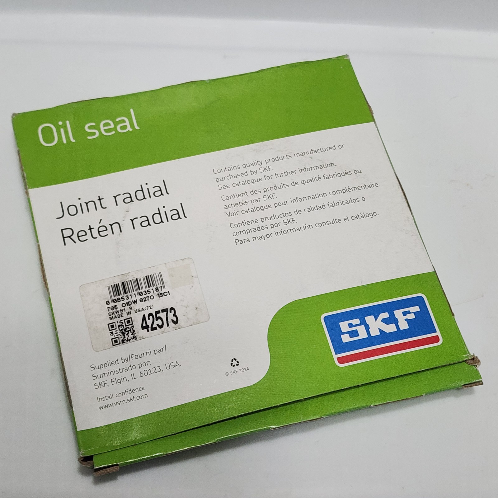 SKF 42573 Seal Single Lip Oil Seal – Solid, 4.250 in Shaft Dia .751 in OD, 0.