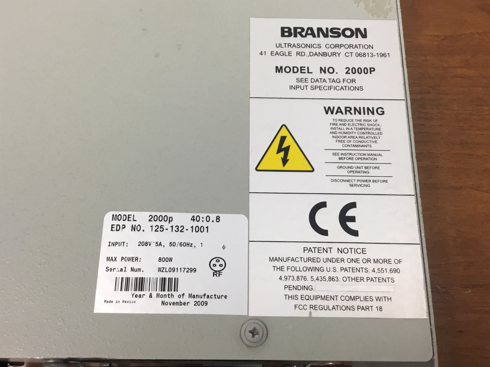 Branson – 2000P – 40:0.8 – Ultrasonic Generator Power Sealer Plastic Welding
