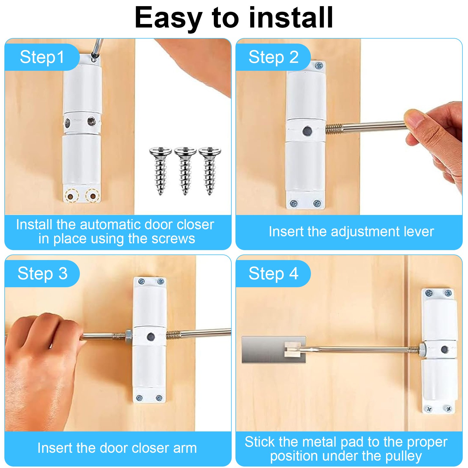 Heavy-Duty Adjustable Aluminum Alloy Spring Closer for Home Office Outdoor Gate