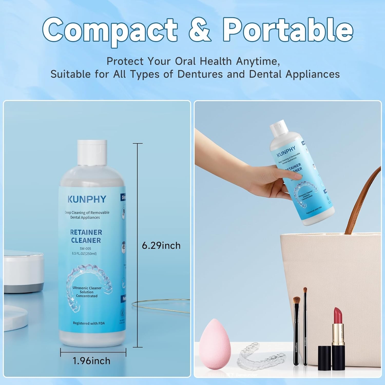 Daily Use Ultrasonic Cleaner for Dental Appliances – Professional 8.5oz Formula