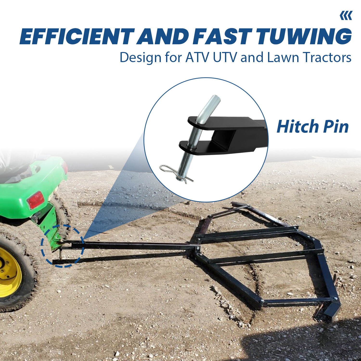 72″ Adjustable Tow-Behind ATV UTV Lawn Tractor Landscape Driveway Harrow Drag