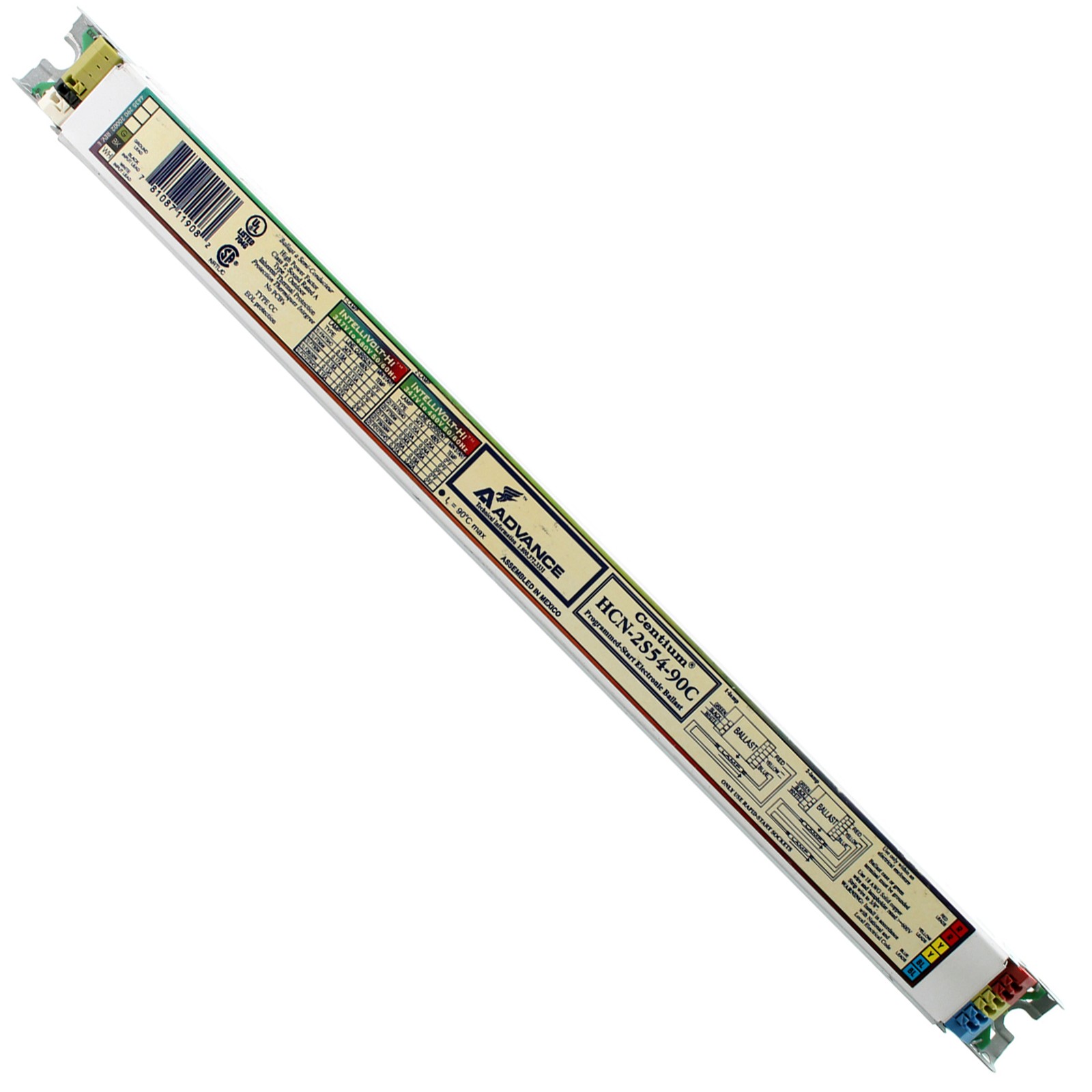 ADVANCE HCN-2S54-90C FLUORESCENT BALLAST, 2-LAMP, T5/HO F54T5HO 54W, 347/480V