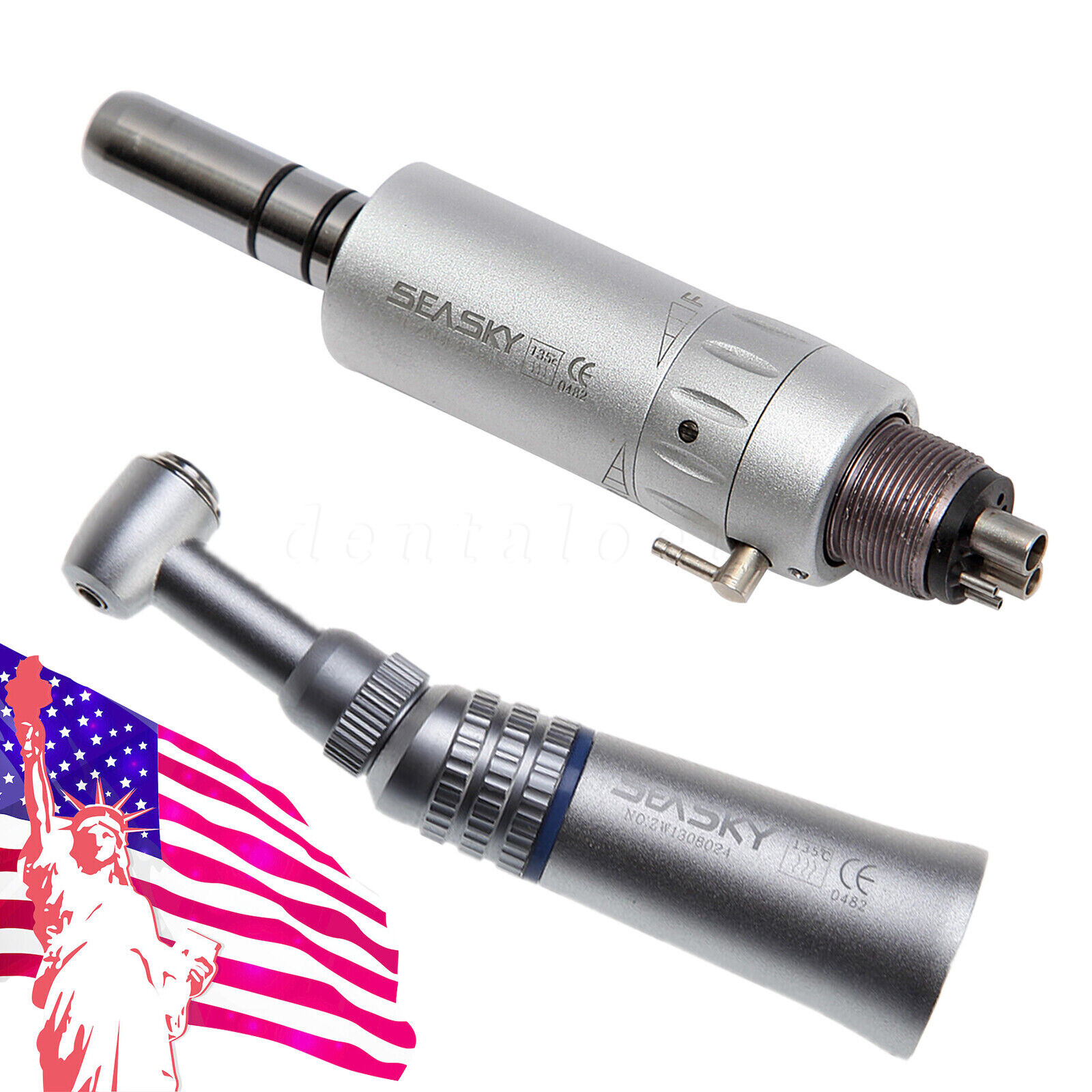 NSK Style Dental Slow Speed Handpiece Push Button Contra Angle Air Motor E-type