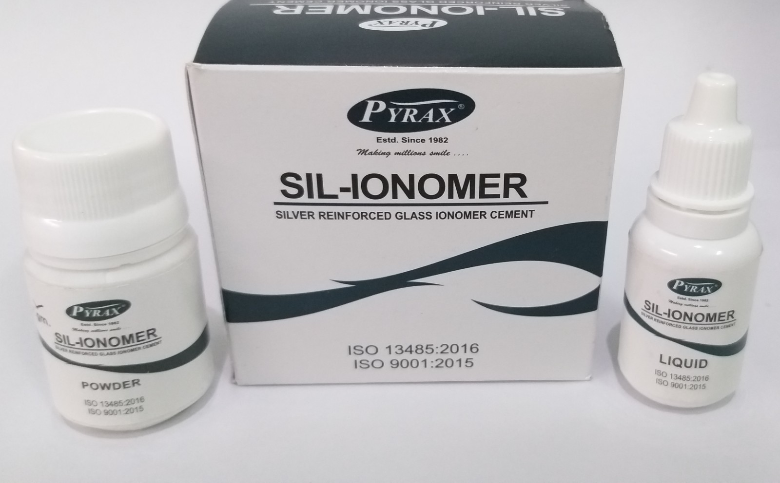 PYRAX SIL-IONOMER Silver Reinforced Glass Ionomer Cement for Cavity Filling.