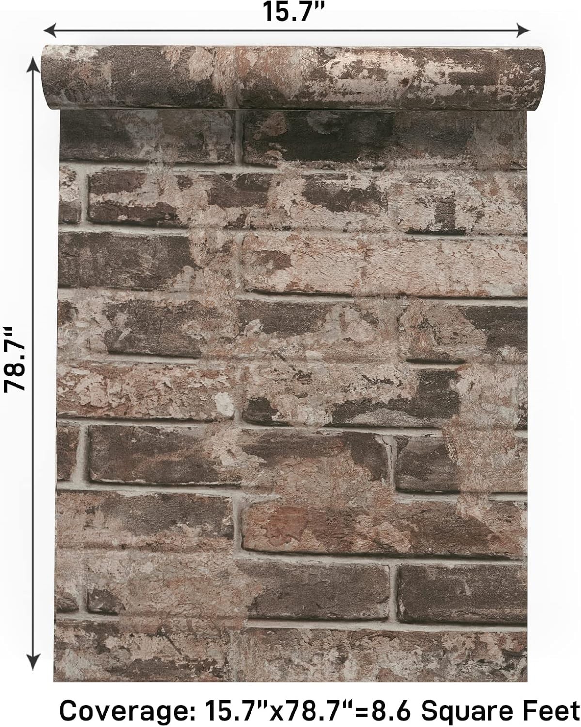 VaryPaper Vintage Brown Brick 15.7''x78.7'',