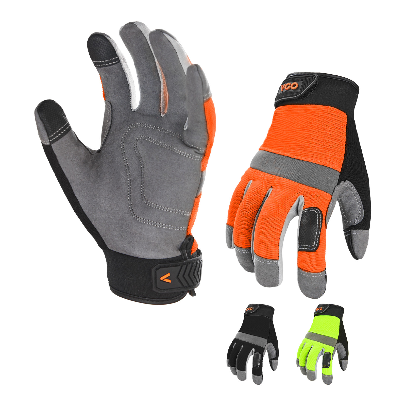 Vgo 1/3Pairs Synthetic Leather Work Gloves for Men, Mechanic Gloves(SL7584)