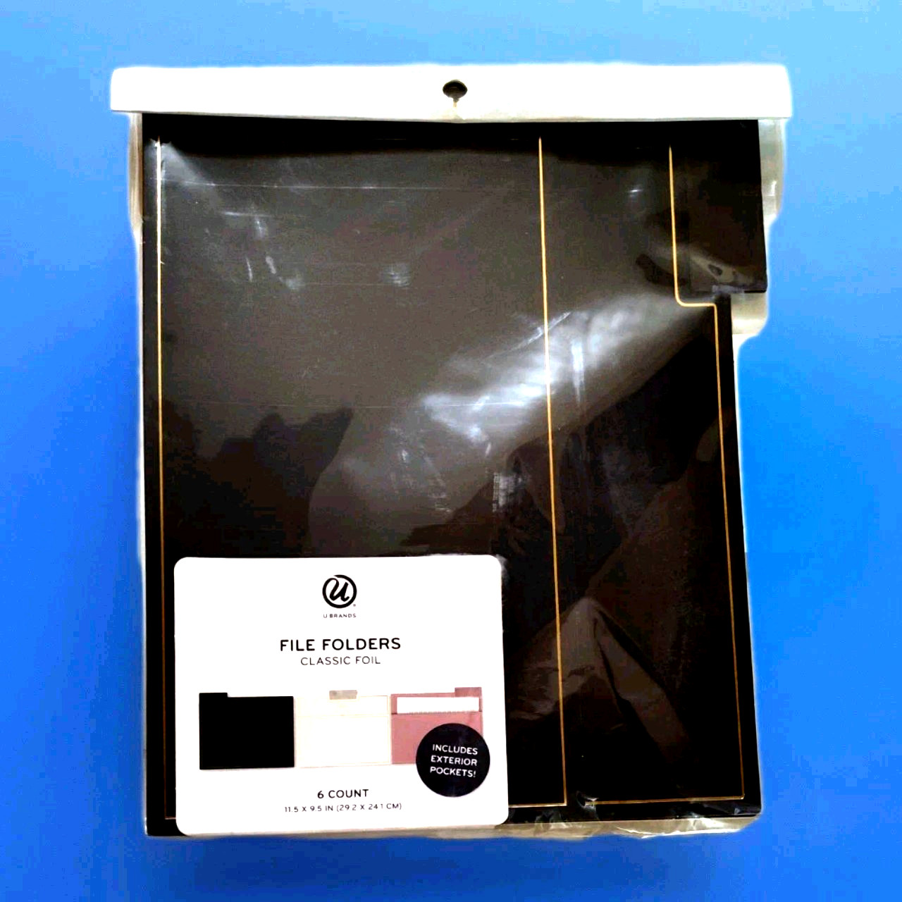 U Brands Classic Foil File Folders Letter Size with Exterior Pockets 6 ct