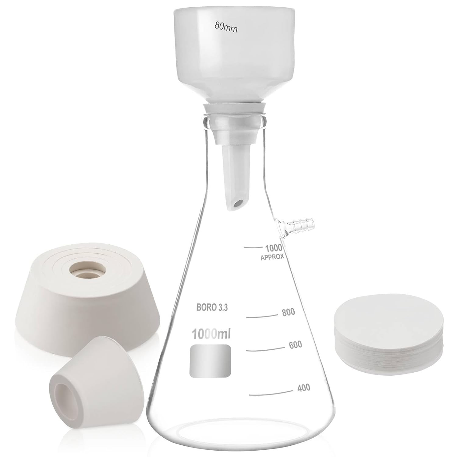 1000ml Buchner Funnel Filtering Kit w/Flask Funnel Ceramics Buchner Funnels 80mm