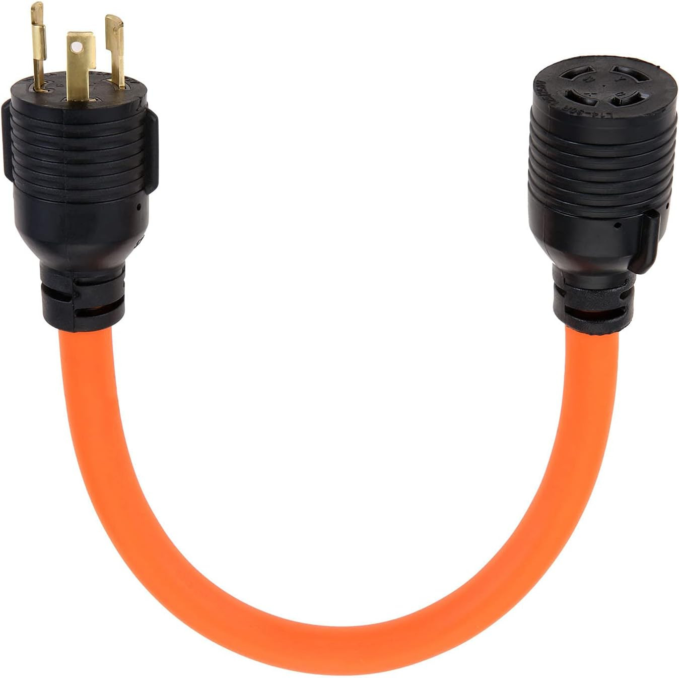NEMA L5-30P to L14-30R Generator Transfer Switch Adapter Cord, 30 Amp 3 Prong to