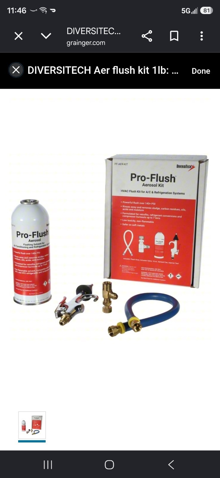 DiversiTech PF-AER-KIT Pro-Flush Aerosol Flushing Kit 1 lb with Accessories