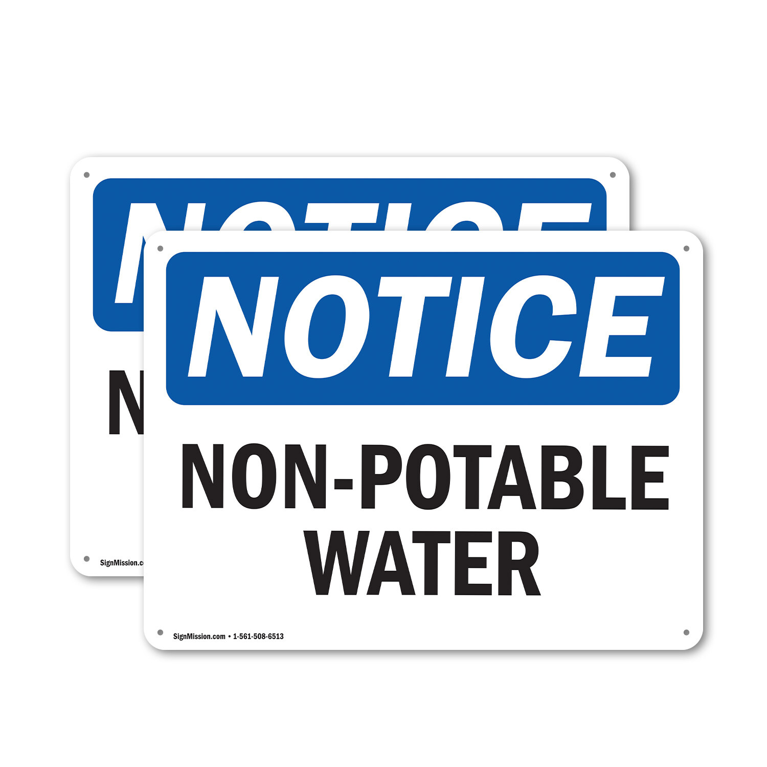 (2 Pack) Non-Potable Water OSHA Notice Sign Decal Metal Plastic