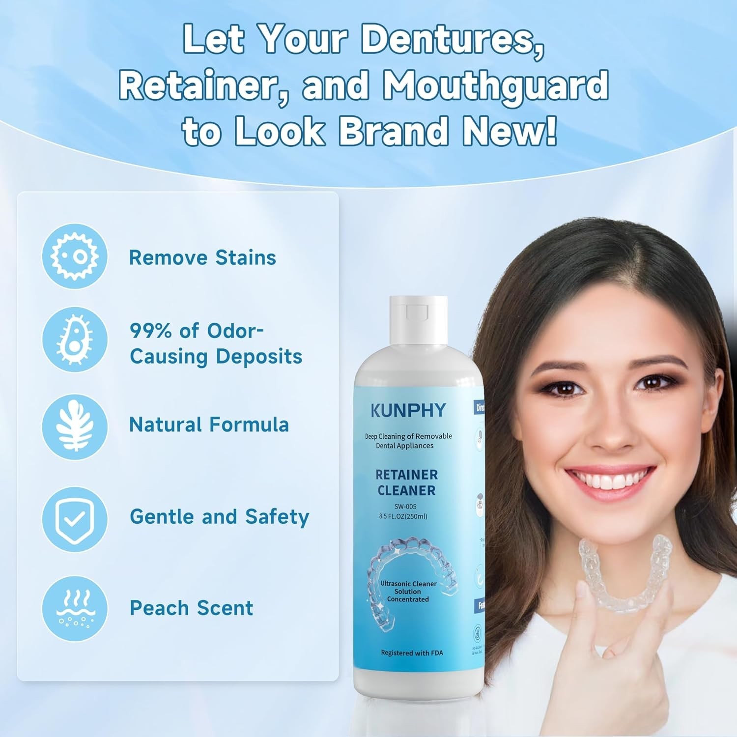 Daily Use Ultrasonic Cleaner for Dental Appliances – Professional 8.5oz Formula