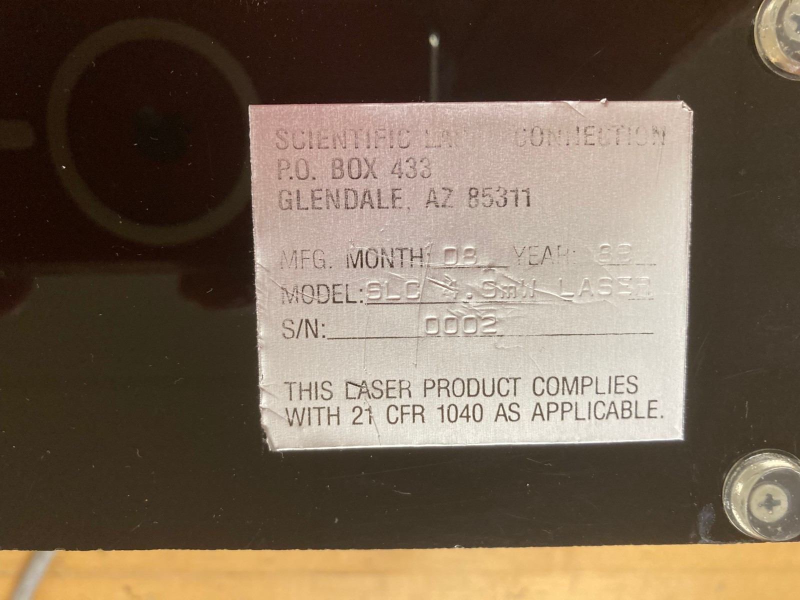 Vintage SLC 5 mW HeNe laser in acrylic case. Art deco design. :) TEM 00 Beam!