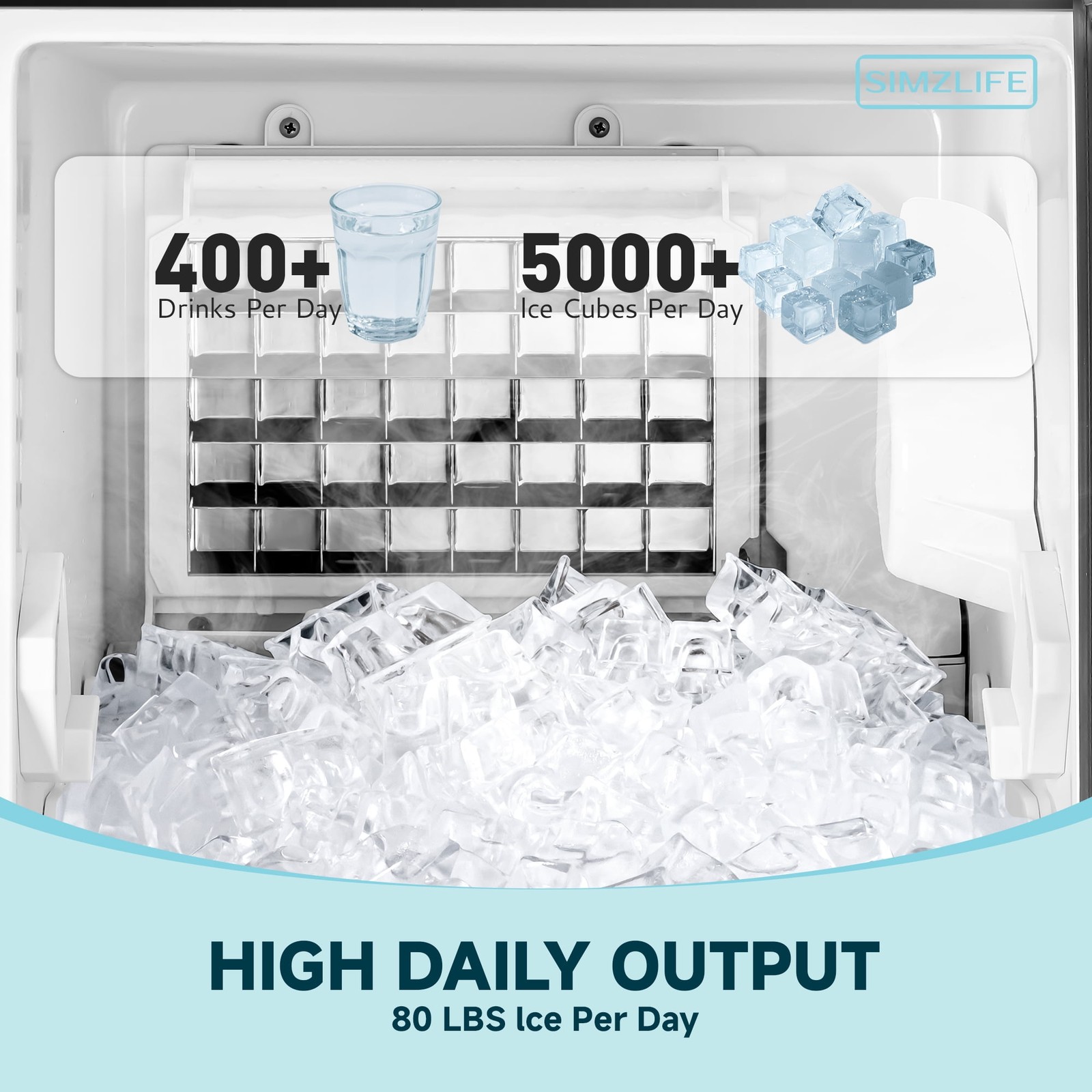 80lbs/24H Undercounter Commercial Ice Maker, Freestanding/Built-In / Clear Cube