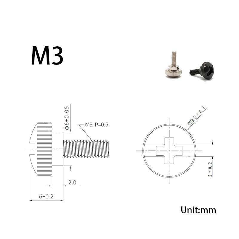 Phillips Knurled Thumb Screws Hand Grip Knob Bolts Carbon Steel M3 M5 M6
