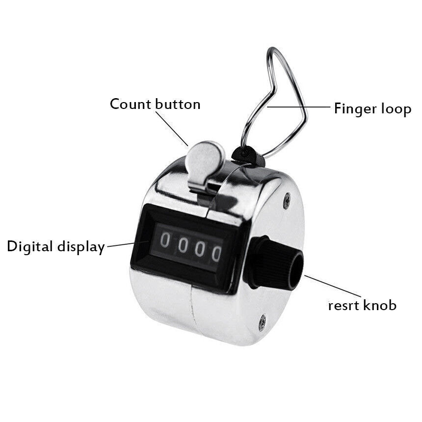 2 PCS 4 Digit Number Dual Clicker Golf Hand Tally Counter Metal Handy Convenient