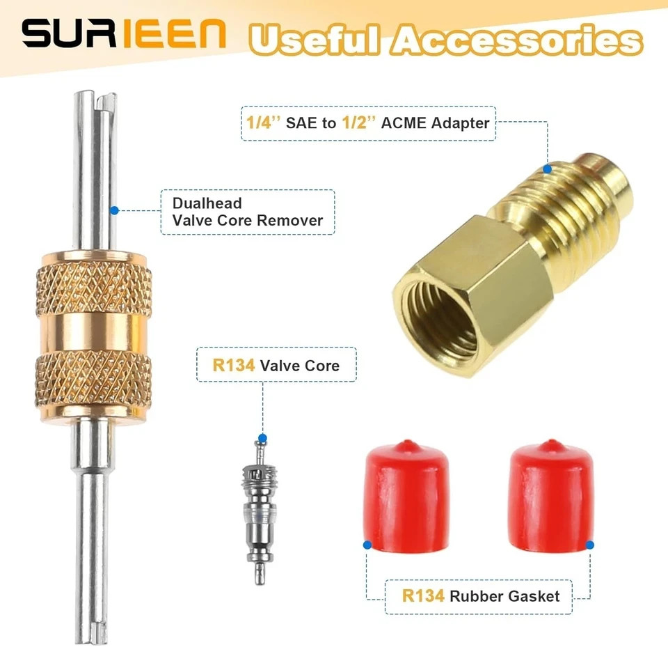 R134A Can Tap Valve – Self-Sealing & Puncture Style w/ Tank Adapter for A/C