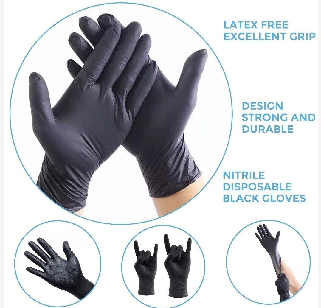Schneider Black Nitrile Gloves 4 Mil Latex & Powder Free