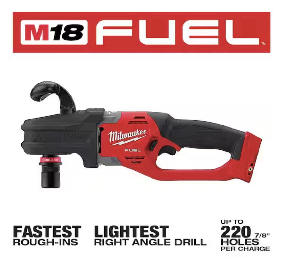 Milwaukee 2808-20 M18 FUEL Hole Hawg Right Angle Drill with Quick-Lok