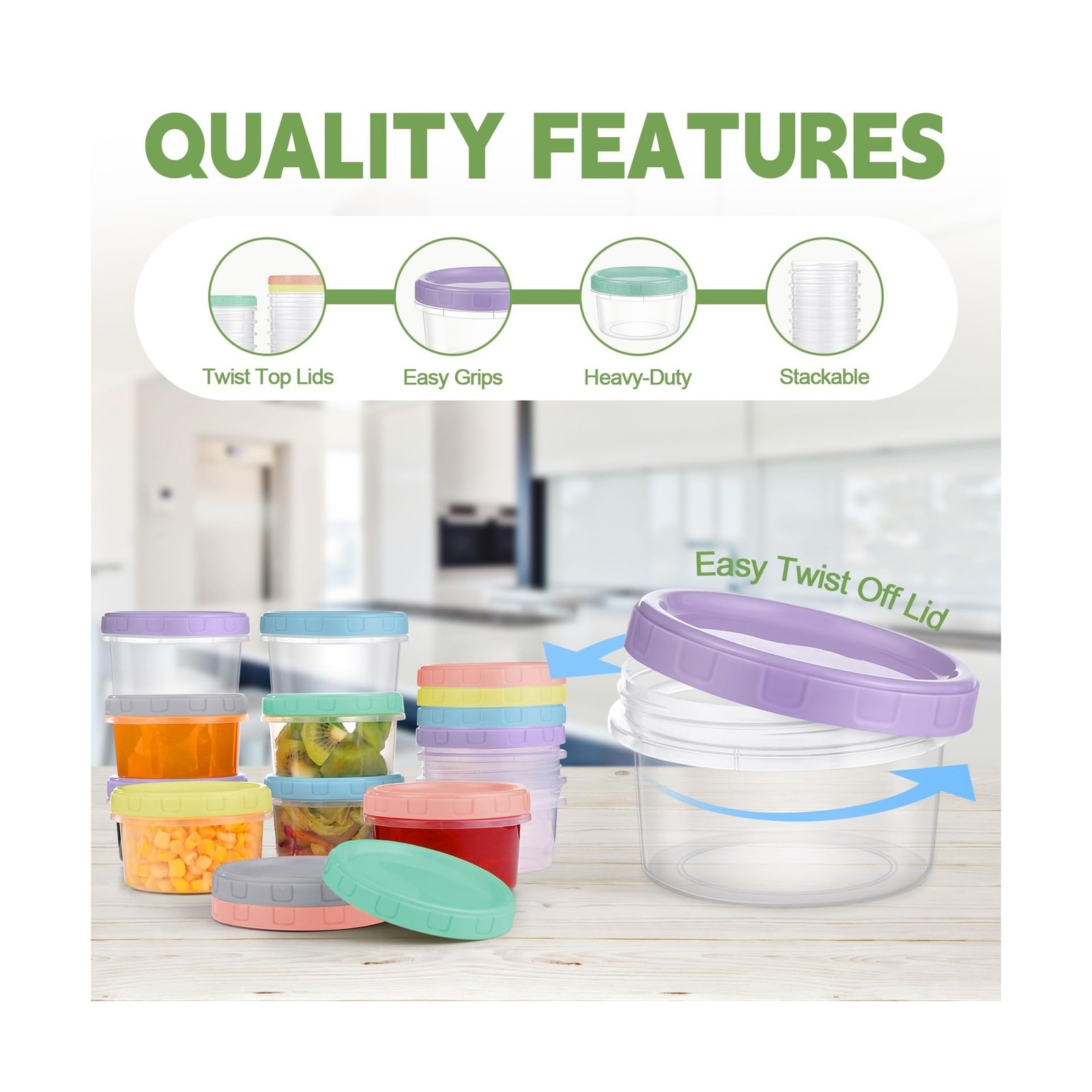 12 Piece 8 oz Plastic Food Storage Containers with Lids, Reusable Freezer Sto…