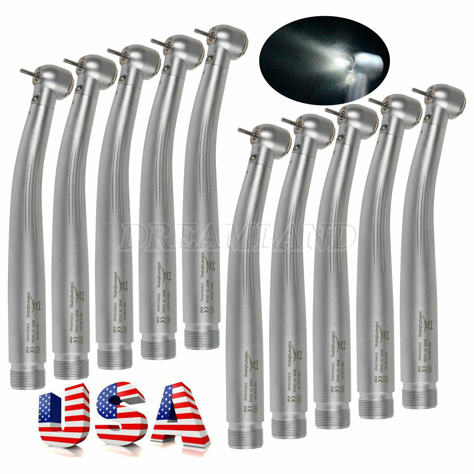 Yabangbang Dental LED E-generator Fiber High Speed Handpiece Turbine 4/2Hole