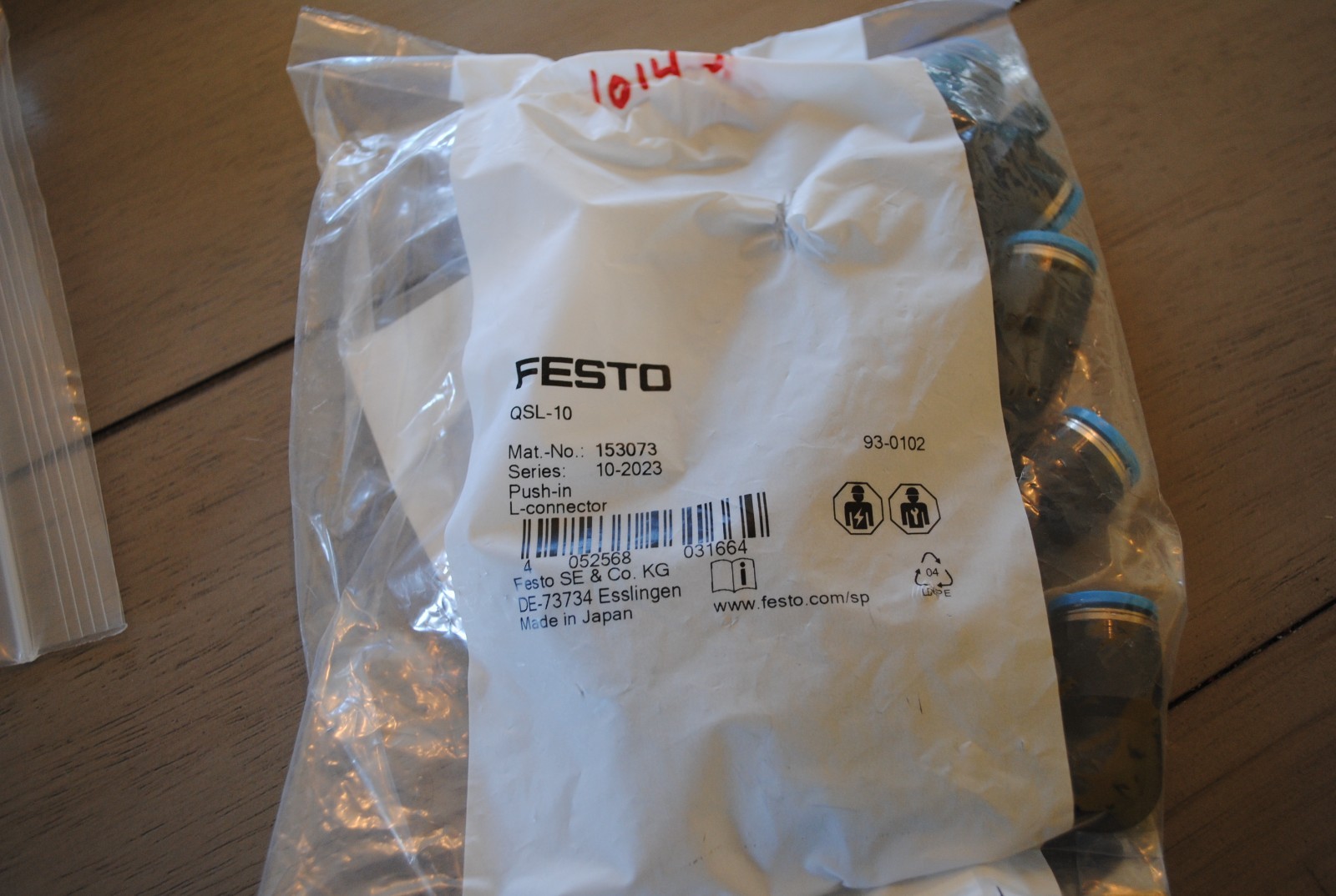 BAG OF 10 Festo QSL-10 Push-In L-Connector 10mm NOS OPEN PACKAGE FREE SHIPPING