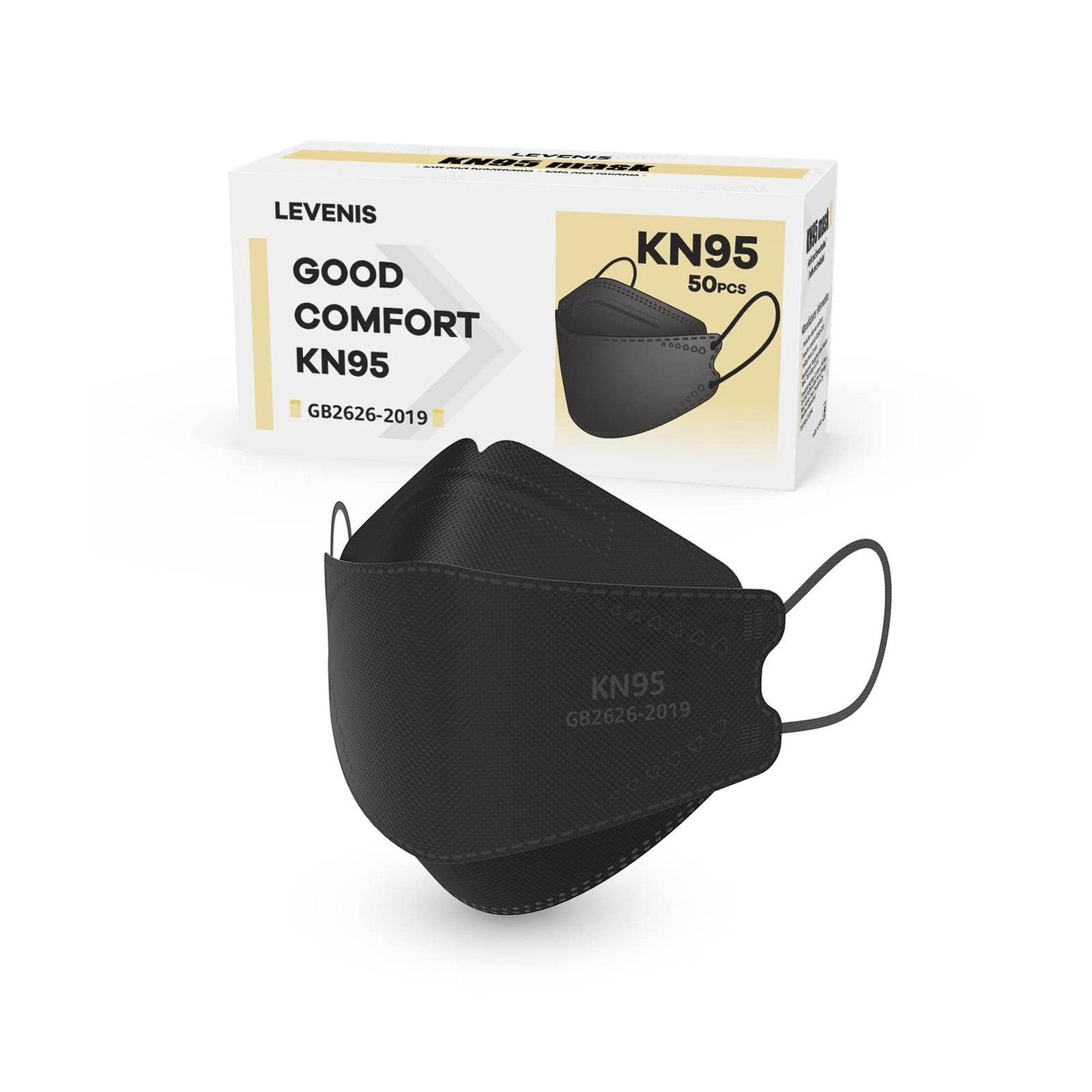 LEVENIS KN95 Face Masks 50 Pack, Breathable Comfortable and Disposable KN95 M…