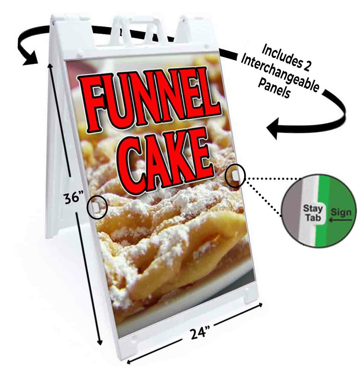 FUNNEL CAKE Signicade 24×36 AFrame Plastic Sidewalk Sign CARNIVAL FAIR FOOD