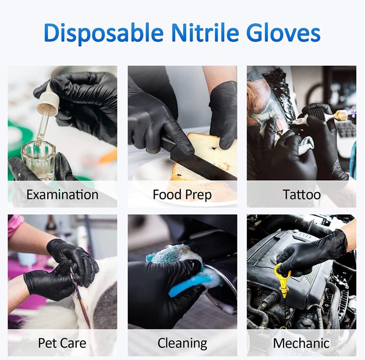 Schneider Black Nitrile Gloves 4 Mil Latex & Powder Free