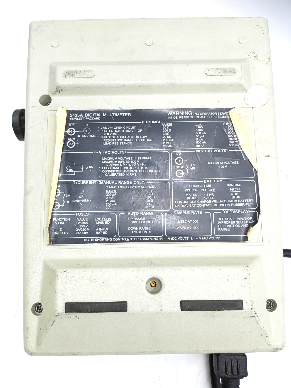 Hewlett Packard 3435a Digital Multimeter – Tested Working PARTS ONLY