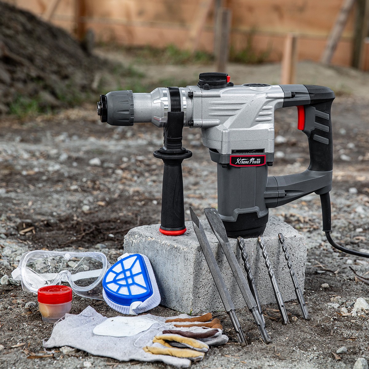 XtremepowerUS 1180W Rotary Chipping Hammer Drill 1-1/4″ SDS Plus Variable Speed