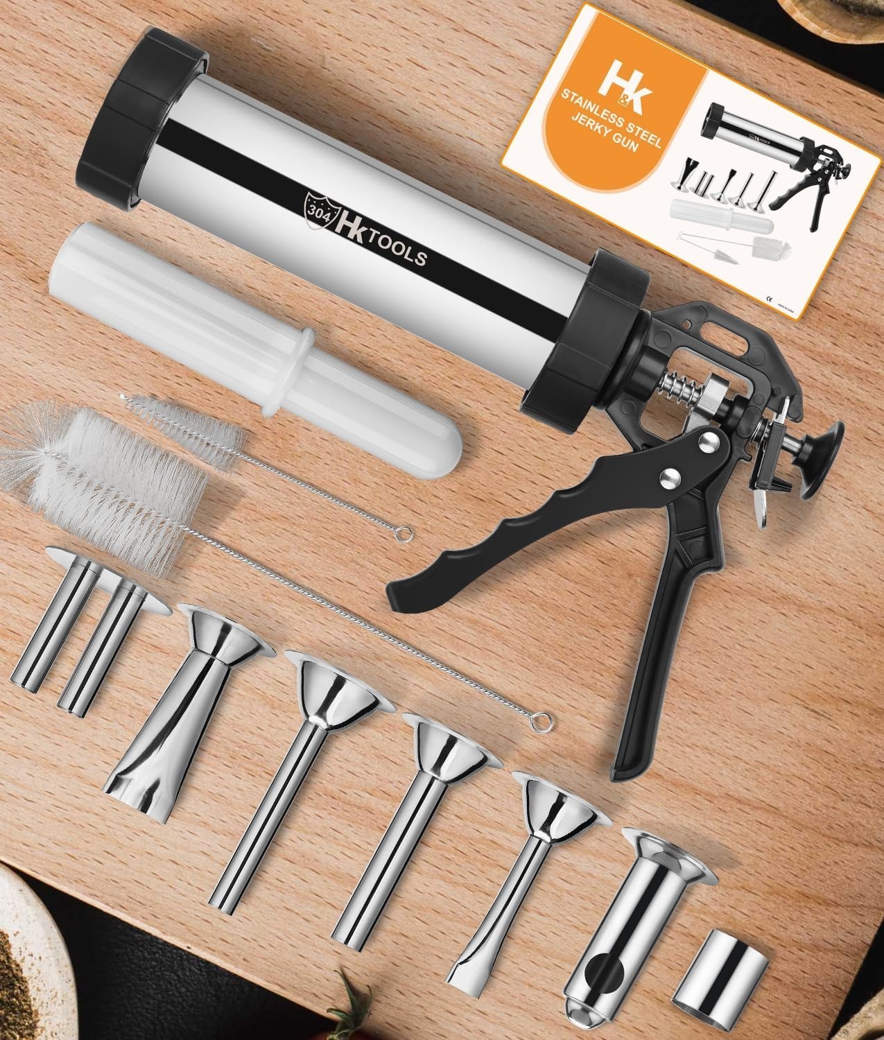 Jerky Gun Kits, Jerky Maker Gun, Meatball Maker, 2.5 LB Stainless Steel Sausa…