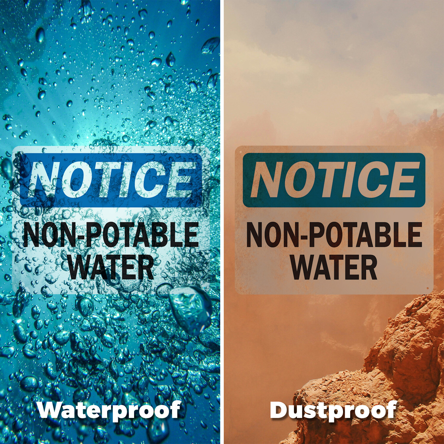 (2 Pack) OSHA Notice Decal – Non-Potable Water OSHA Notice Sign Decal Metal