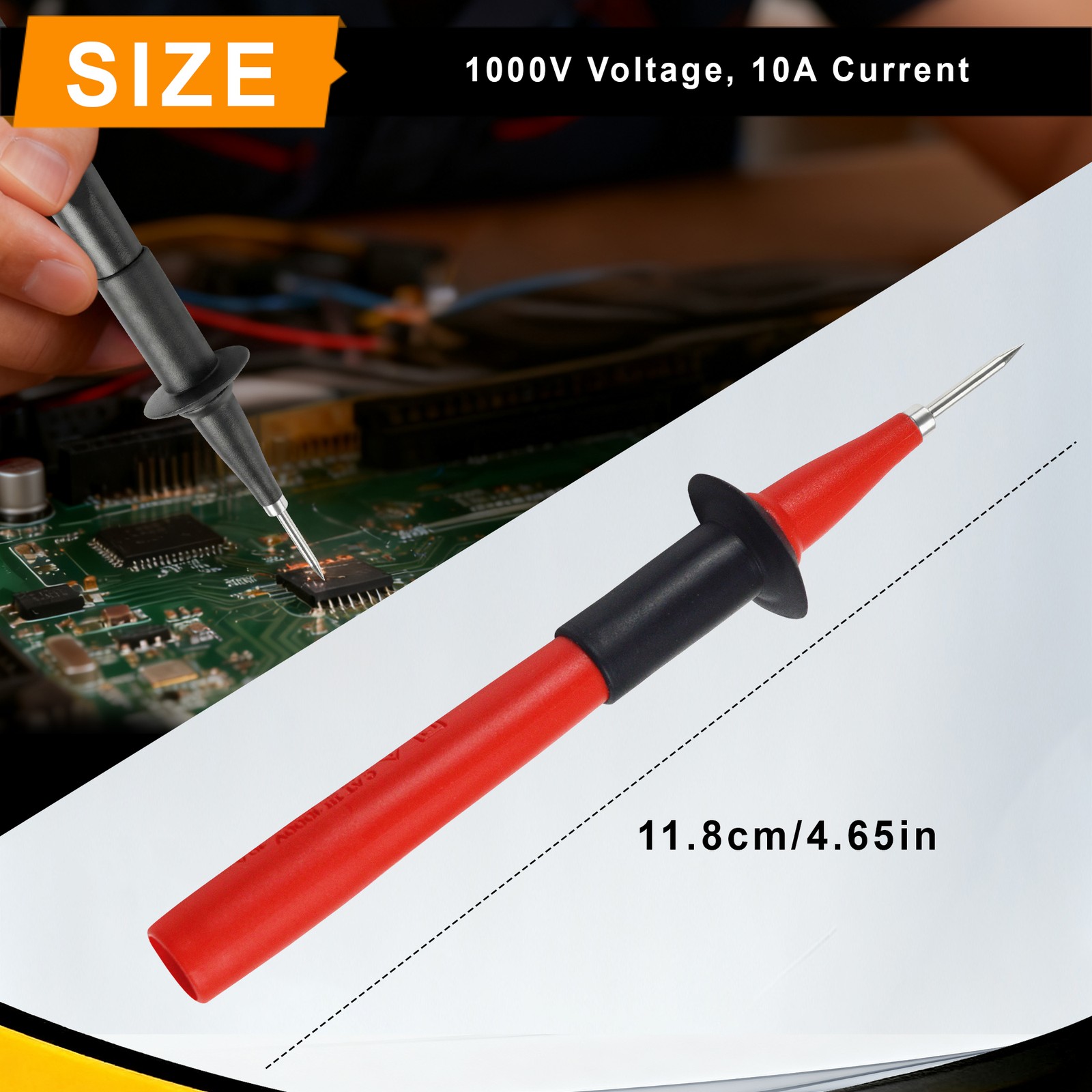 ZIBOO TP220 2 Piece Sure Grip Industrial Test Probes Set with Stainless Steel Ti