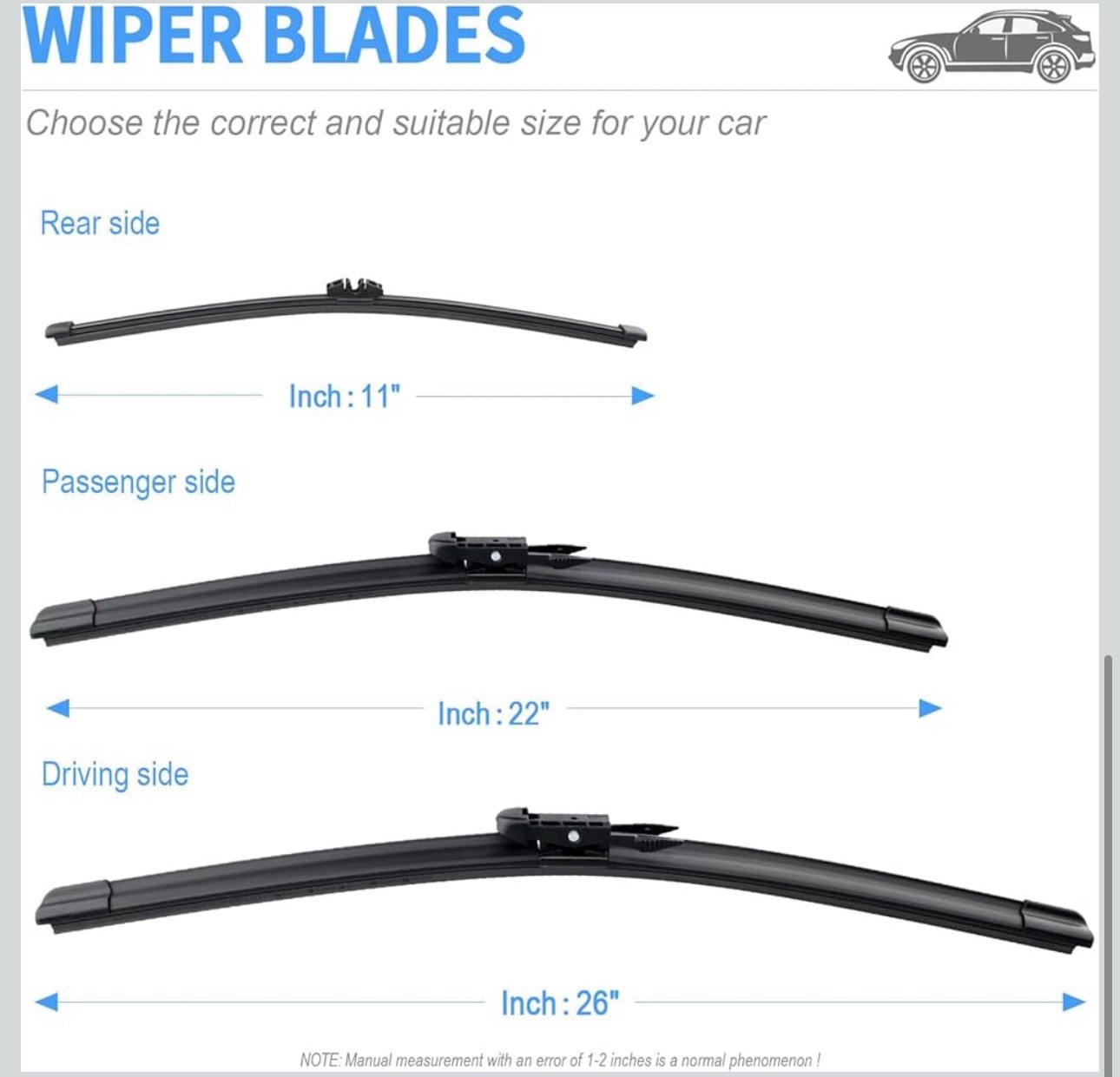 Windshield Wipers Replacement Wiper Blades for Ford Explorer 2011-2023 26/22/11″