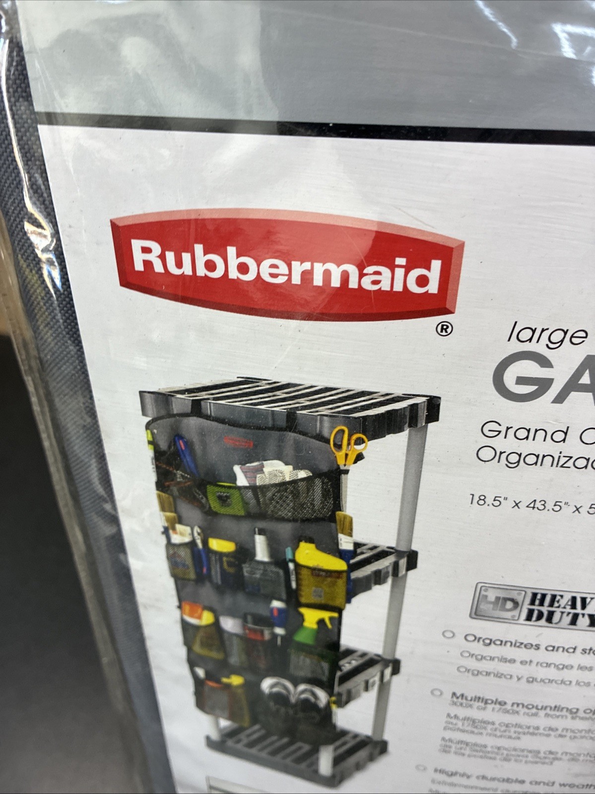 Rubbermaid Large Garage Organizer 18.5” X 43.5” X 5.5” Heavy Duty New 10 Pockets