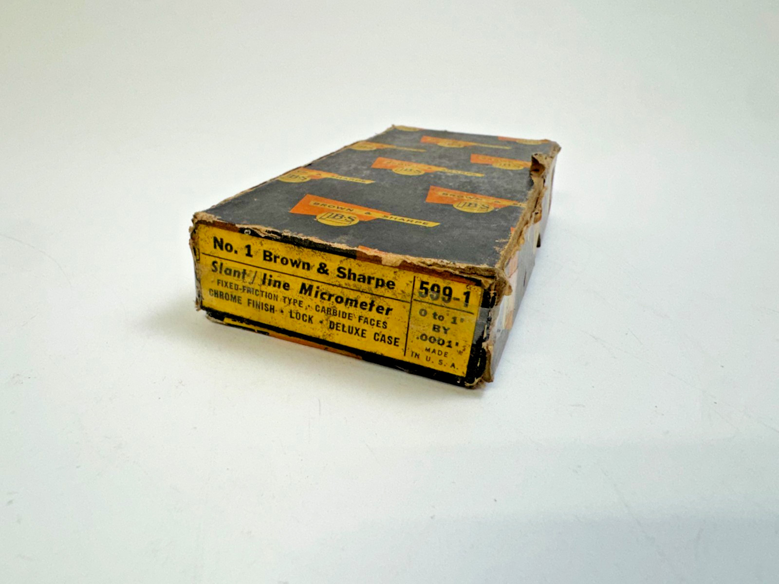 Brown & Sharpe 599-1 Slant-Line Micrometer 0-1″ Original Case Box Literature