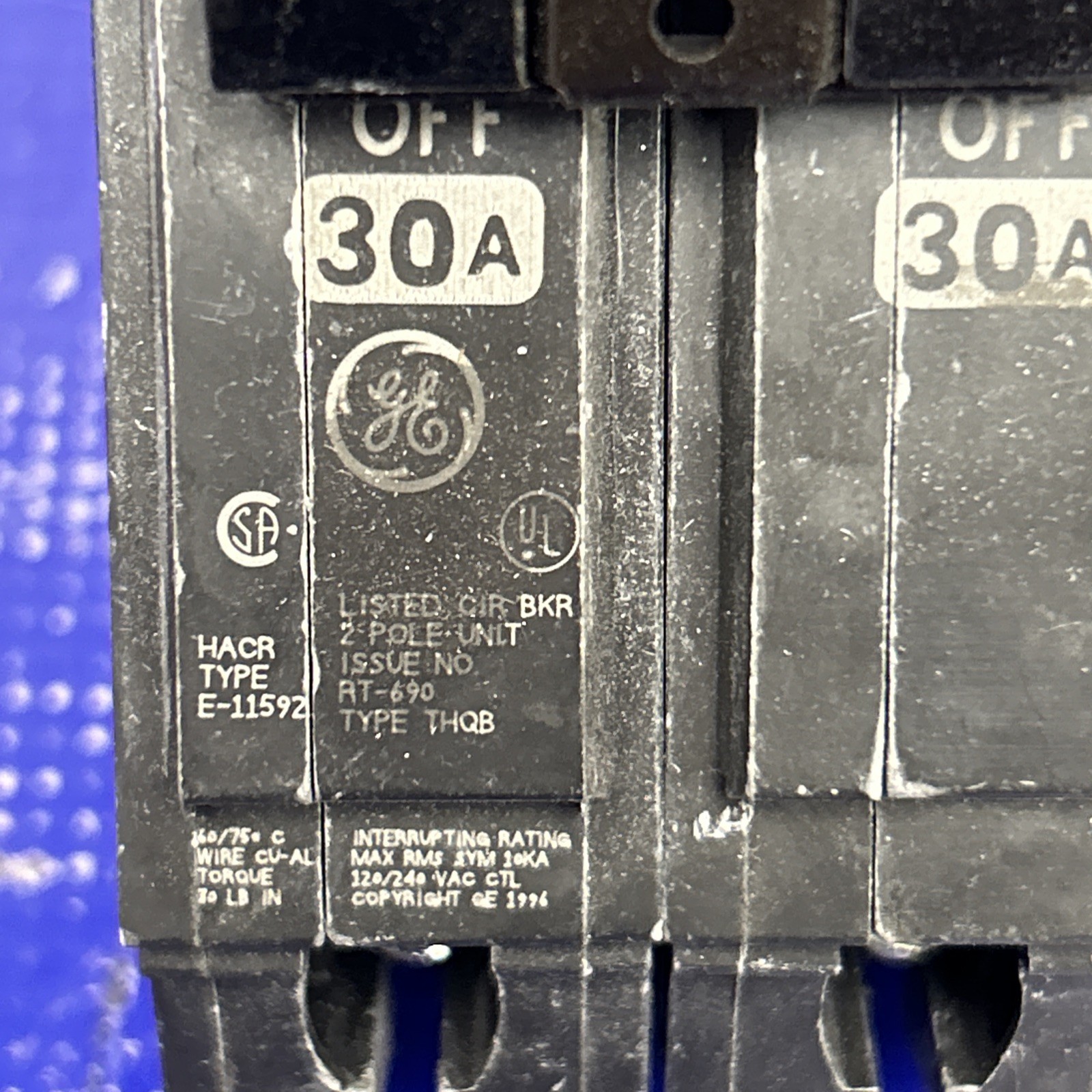 THQB2130 30Amp 240V 2 Pole GE Circuit Breaker🟦