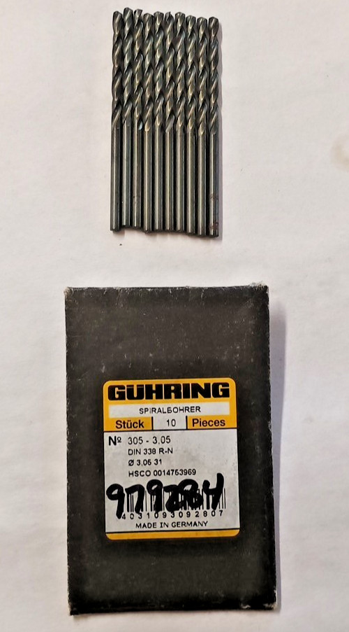 Guhring 305-3.05 Drill Bit 3.05MM Jobber Type N Steam Oxide 10 PCS