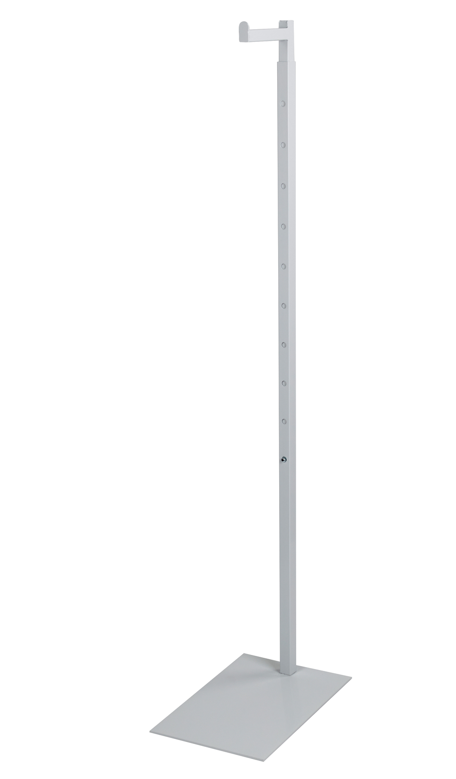 SSWBasics Adjustable White Costumer Stand – Single Arm Clothes Rack – Retail