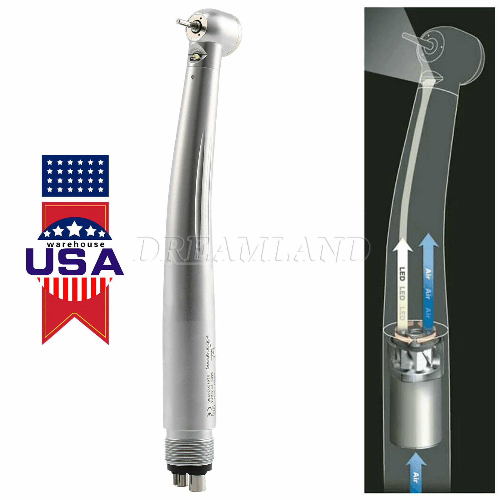 E-generator Dental LED Fiber Optic Handpiece 4 hole YBM TURBINE
