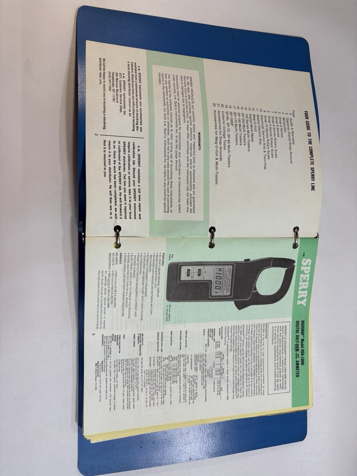 A.W. SPERRY Analog and Digital SNAP-AROUNDS MULTI-TESTERS Guide Book Manual