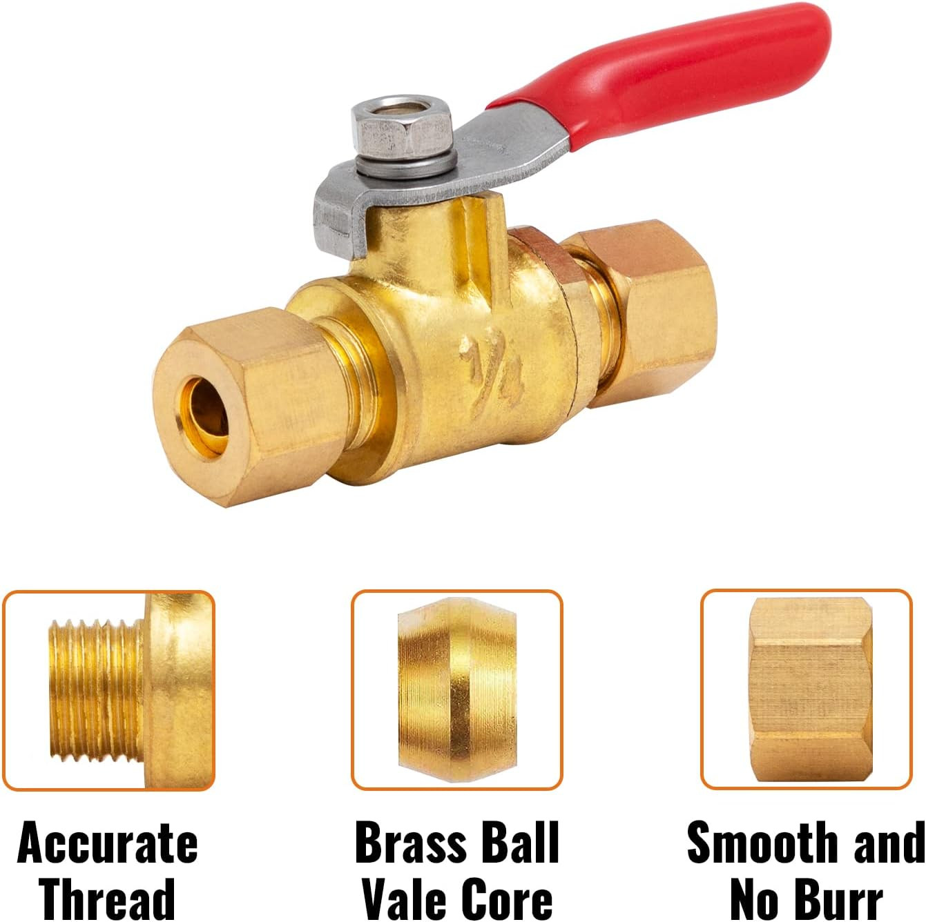 SUNGATOR 1 PCS 1/4″ Compression X 1/4″ Compression with Sealing Tape, No Lead Mi