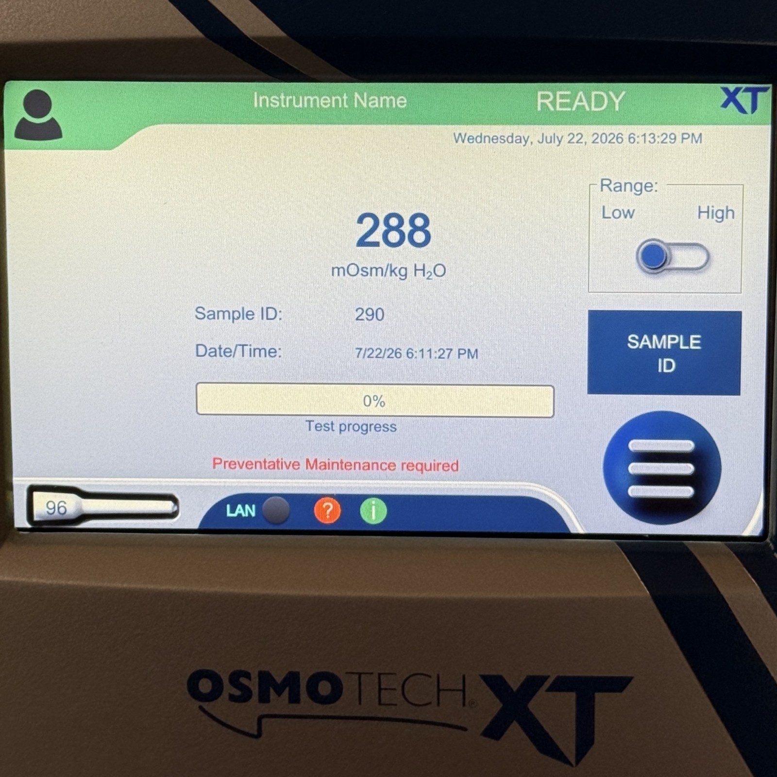 2022 Advanced Instruments OsmoTECH XT Single-Sample Micro-Osmometer- 60 Day Guar
