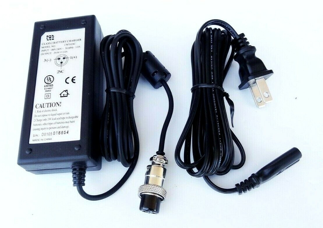 CWT Class 2 Battery Charger In 100V-240V 50-60Hz Out 29 V 1.0A 3-Prong Inline