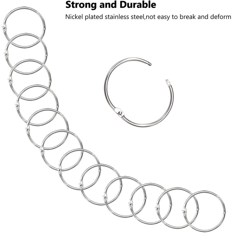 Loose Leaf Binder Rings 2 Inch Nickel Plated Steel Keychain 9 Pack Metal Rings