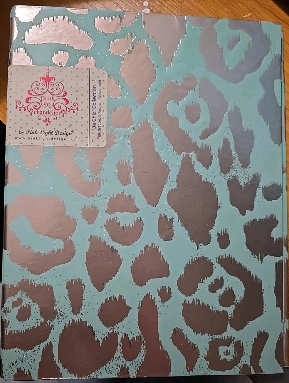 Blue Silver Leopard Print 1″ Binder 7 X 9 Pink & Chandelier Pink Light Design