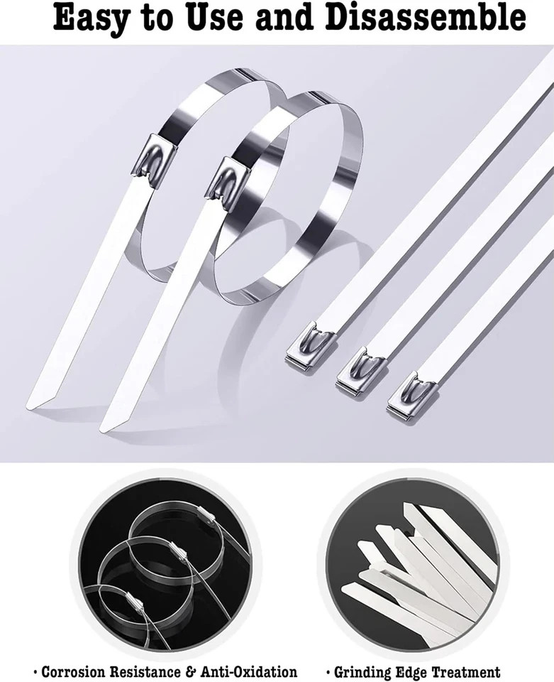 50Pcs Metal Zip Ties 11.8 inch 304 Stainless Steel Ties, Heavy Duty…