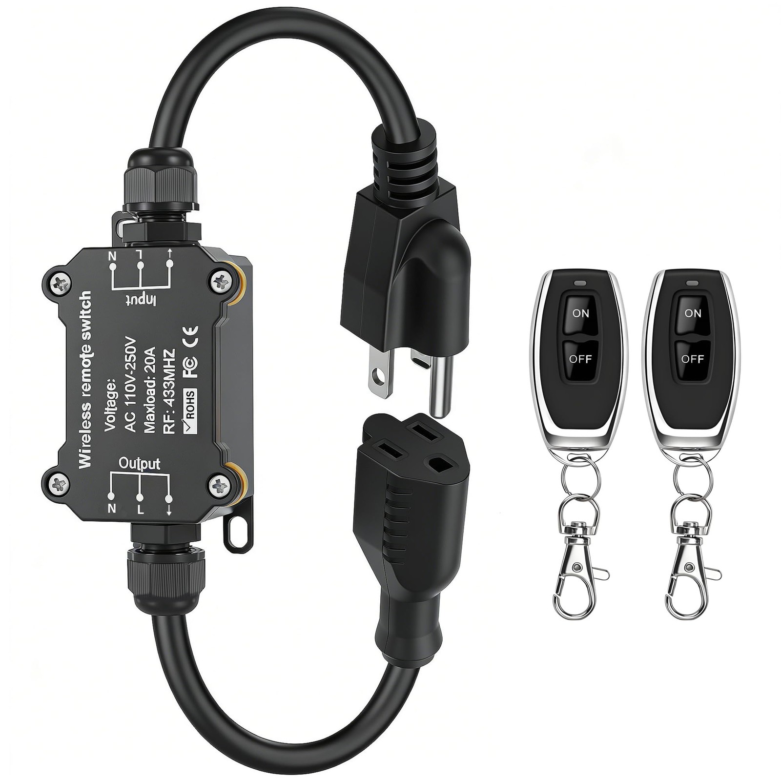 AC110V Remote Control Power Switch,Waterproof Wireless Light 110-250V