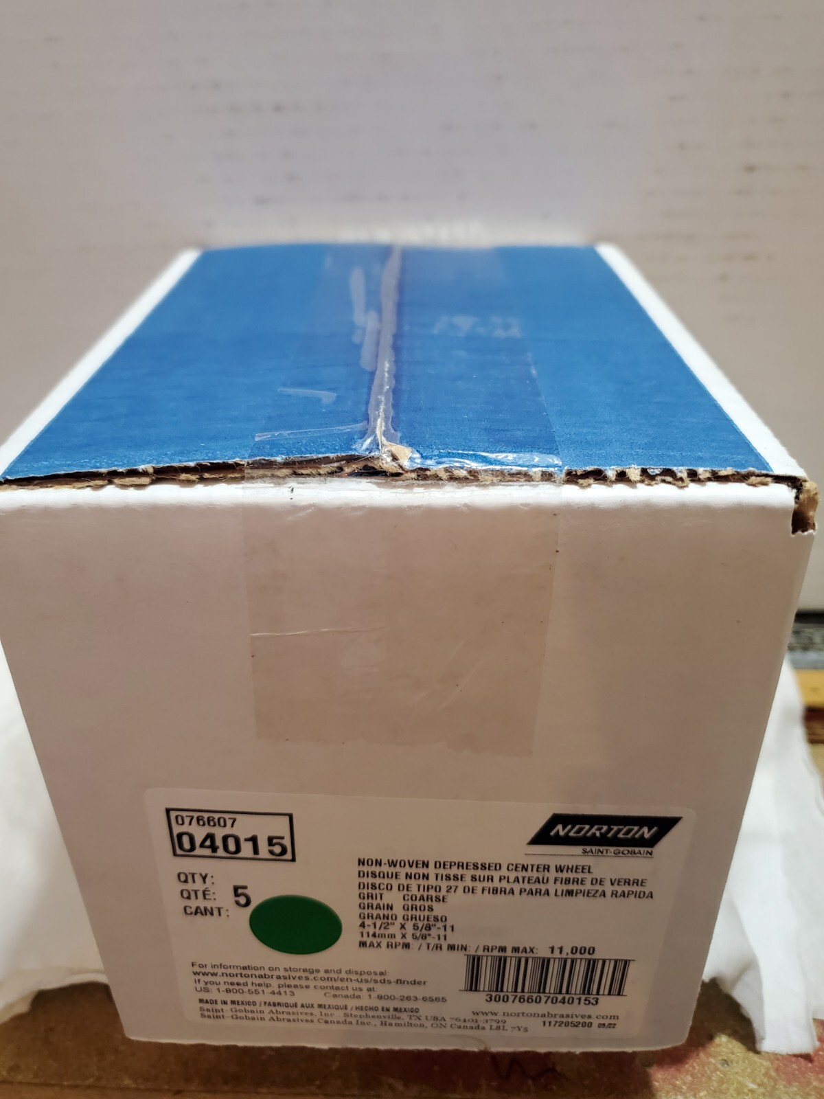 Norton 07660704015 5 pack Non-Woven Depressed Center wheel, 4-1/2″ RAPID STRIP